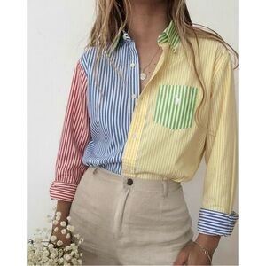 Colorful Striped Polo Ralph Lauren Button Up Shirt
